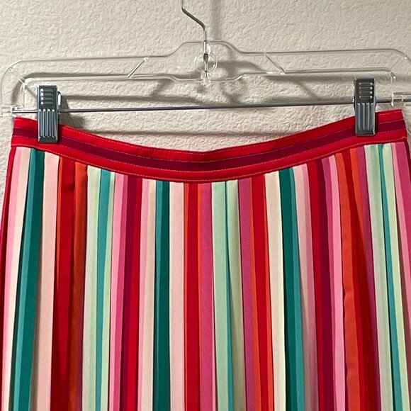 J. CREW "Sunburst" Watermelon (Rainbow) Vertical Stripe Pleated Skirt - 0/XS/S - Picture 3 of 10